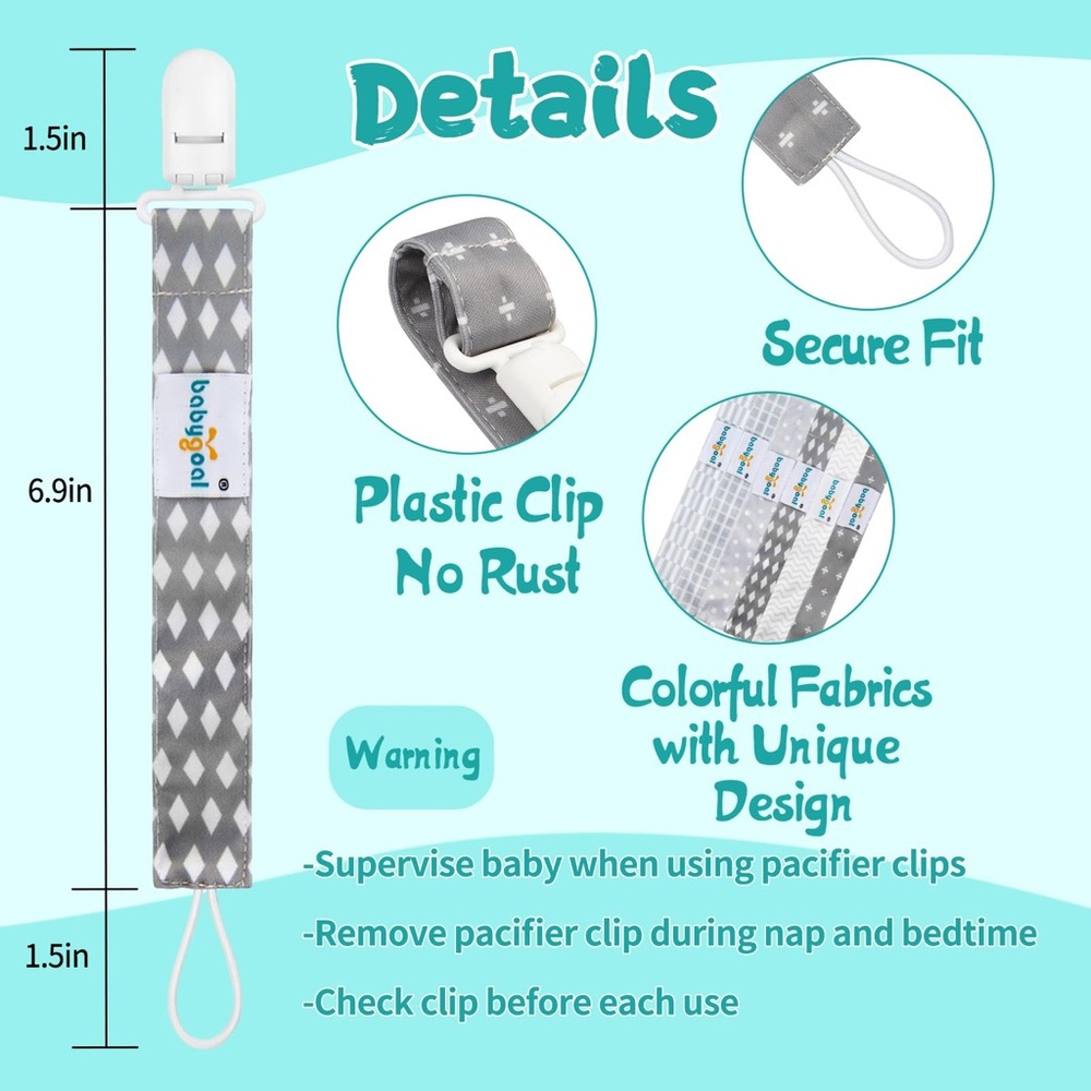 Baby goal, 6-pack pacifier clips set - Picture 4 of 5